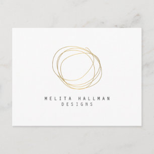 Minimal and Modern Gold Designer Scribble Logo Postcard