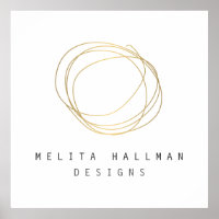 Minimal and Modern Gold Designer Scribble Logo