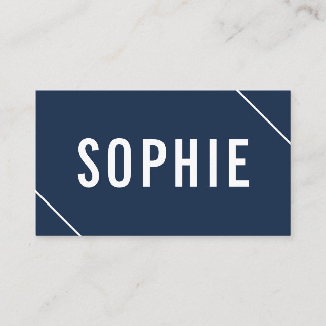 Minimal and Modern Navy and White Business Card (Front)