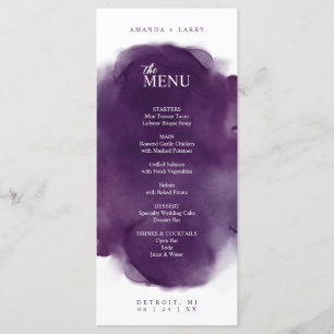 Minimal and Modern Purple Watercolor Menu Card