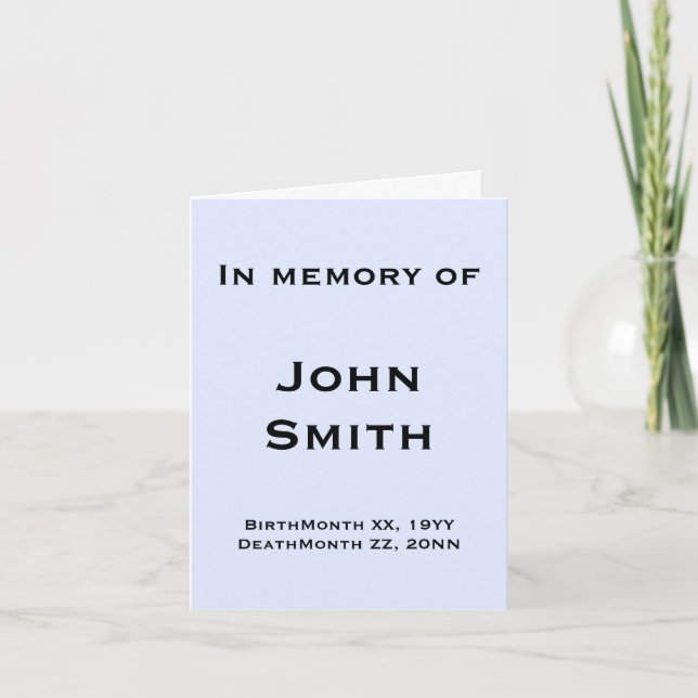 Minimal and Mournful Funeral/Memorial Card (Front)