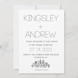 Minimal and Rustic Floral Wedding Inviation Invitation