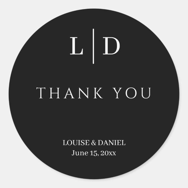 Minimal and Simple Personalised Wedding Classic Round Sticker (Front)