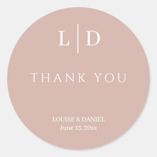 Minimal and Simple Personalised Wedding Classic Round Sticker