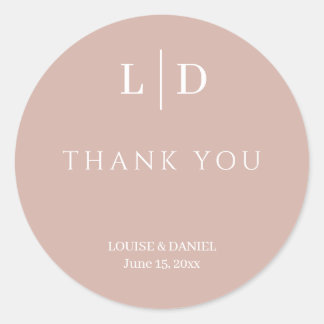 Minimal and Simple Personalised Wedding Classic Round Sticker