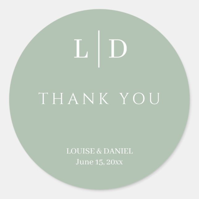 Minimal and Simple Personalised Wedding Classic Round Sticker (Front)