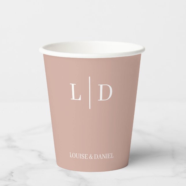 Minimal and Simple Personalised Wedding Paper Cups (Front)
