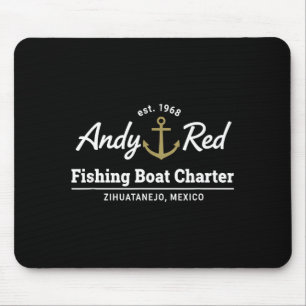 Minimal Andy Red Fishing Boat Charter Mouse Mat