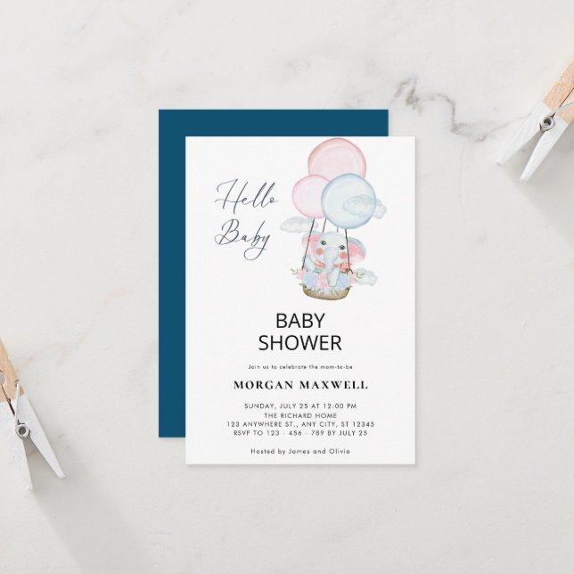 Minimal Animal Baby Shower Free Invitation (Front/Back In Situ)