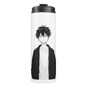Minimal Anime Boy Thermal Tumbler
