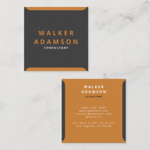 Minimal Antique Bronze & Matte Black Square Business Card