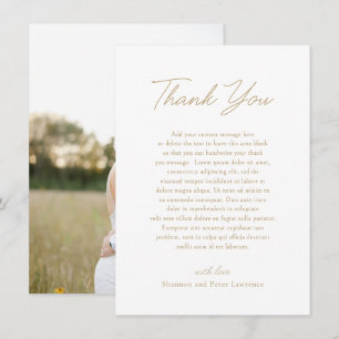 Minimal Antique Gold Photo Elegant Wedding Thank You Card
