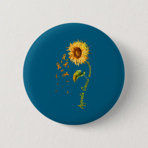 Minimal Appendix Cancer Awareness Sunflower 6 Cm Round Badge