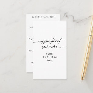 Minimal Appointment Reminder Script Business Name Card