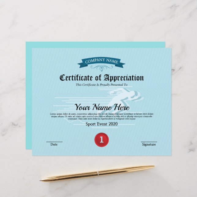 Minimal Appreciation Certificate Template (Front/Back In Situ)