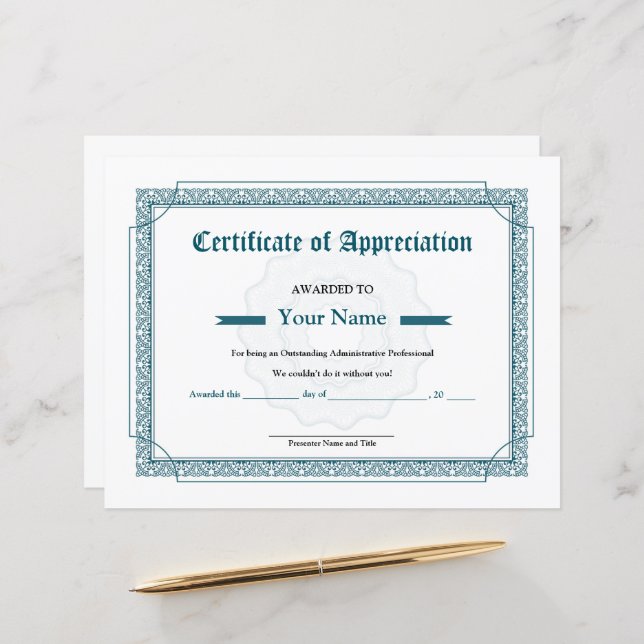 Minimal Appreciation Certificate Template (Front/Back In Situ)