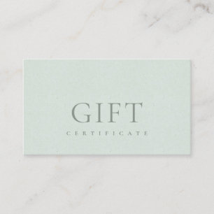 Minimal Aqua Dusky Blue Script Gift Certificate