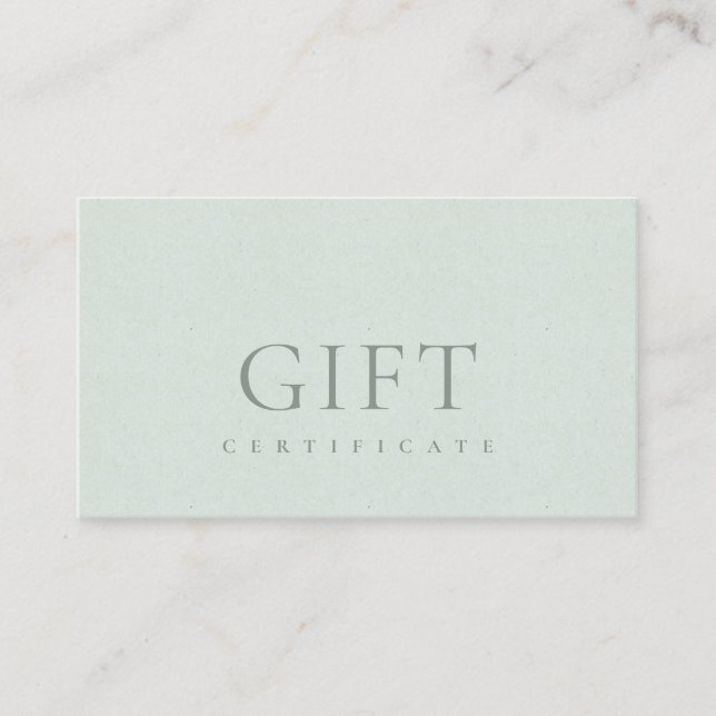 Minimal Aqua Dusky Blue Script Gift Certificate (Front)