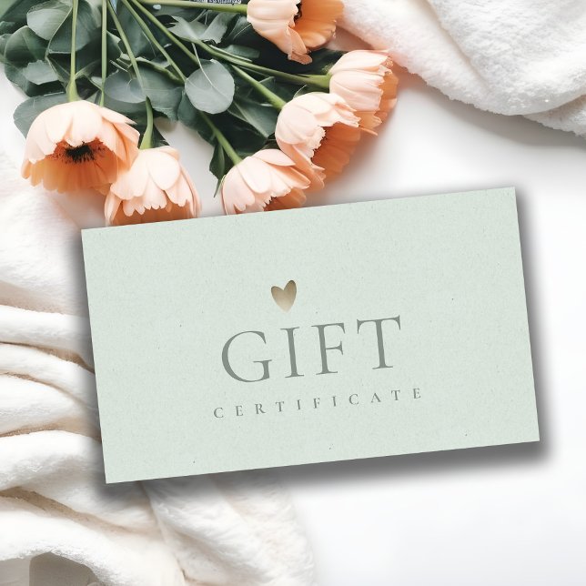 Minimal Aqua Script Silver Heart Gift Certificate (Creator Uploaded)