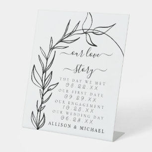 Minimal Arch Our Love Story Timeline Wedding Pedestal Sign