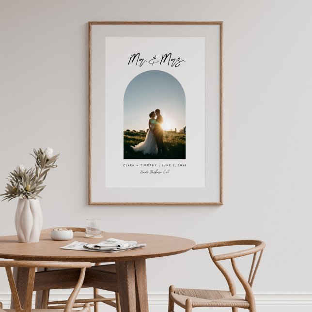 Minimal Arch Photo Custom Mr and Mrs Poster (Creator Uploaded)