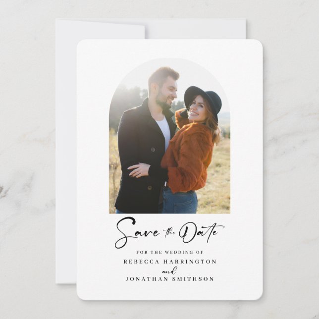 Minimal Arch Photo Wedding Save The Date (Front)
