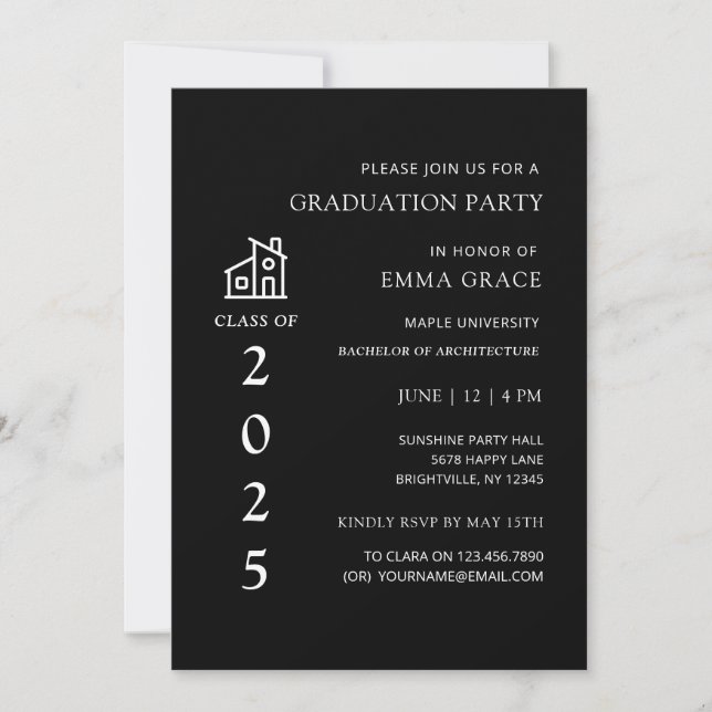 Minimal Architect Architecture Graduation Party  Invitation (Front)