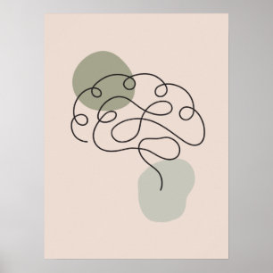 Minimal art brain anatomy poster