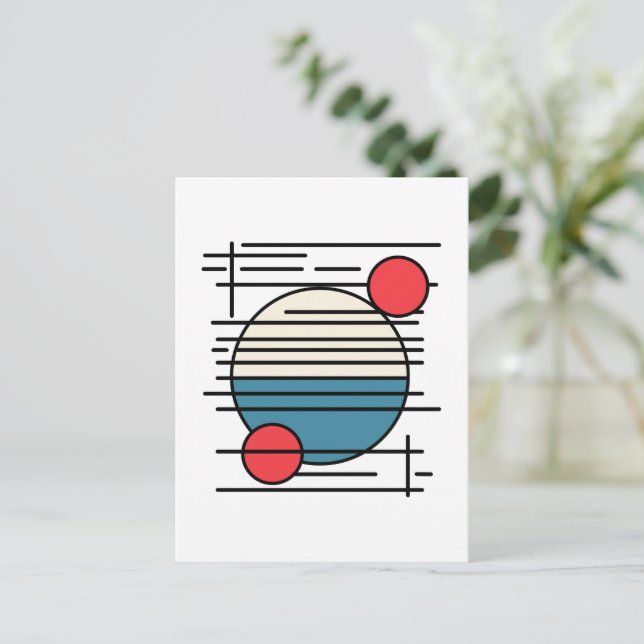 Minimal Art from Lines and Three Circles Postcard (Standing Front)