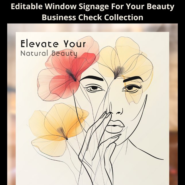 Minimal Art Line Face Flowers Beauty Logo QR  Window Cling (Creator Uploaded)