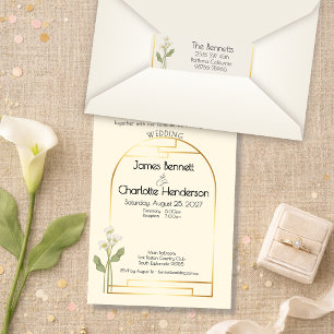 Minimal Art Nouveau Gold Arch Calla Lily Wedding