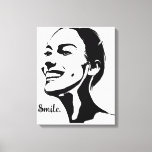 Minimal Art Of A woman Smiling  Canvas Print<br><div class="desc">Minimal Art Of A woman Smiling Canvas Print black and White To brighten your space .</div>