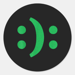 Minimal Art Of Happy Sad Face For Bipolar Disorder Classic Round Sticker