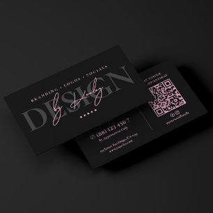 Minimal Artist Pink Black Graphic Designer Business Card