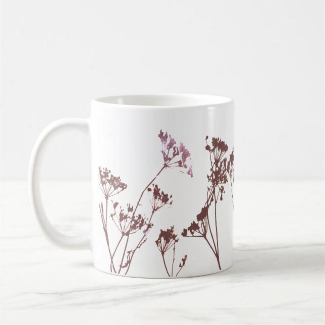 Minimal Artistic Modern Abstract Wildflowers  Coffee Mug (Left)