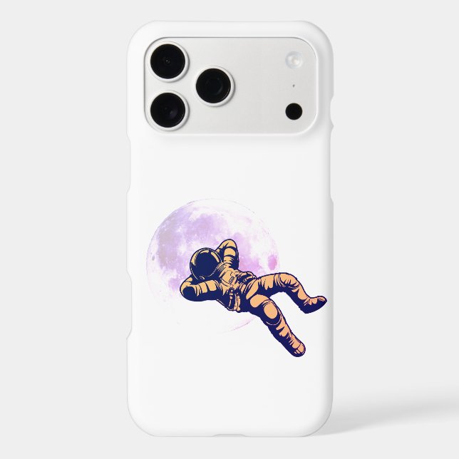 Minimal Astronaut Moon iPhone 17 Case – Space Art  (Back)