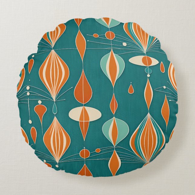 Minimal Atomic Drops Design Round Cushion (Front)