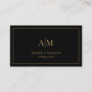 Minimal Attorney Lawyer Modern Gold Monogram Business Card