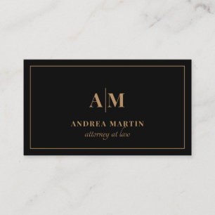 Minimal Attorney Lawyer Modern Gold Monogram Business Card
