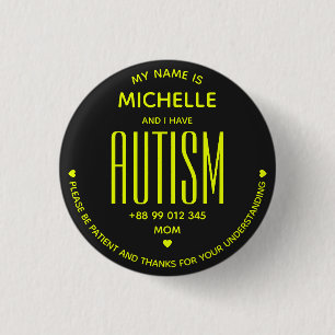 Minimal Autism Awareness Lime Yellow ASD Special 3 Cm Round Badge