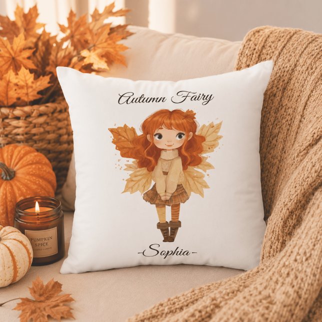 Minimal Autumn Fairy – Personalised  Cushion (Creator Uploaded)