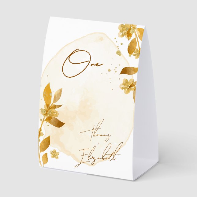 Minimal Autumn Golden Botanical Script Wedding (Front)