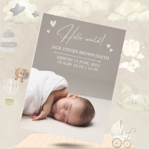 Minimal Baby Announcement Card Hello World