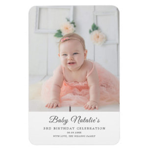 Minimal Baby Birthday Photo Gifts Keepsake Memory Magnet