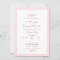Minimal Baby Girl Blush Pink Frame Aqiqah Ceremony
