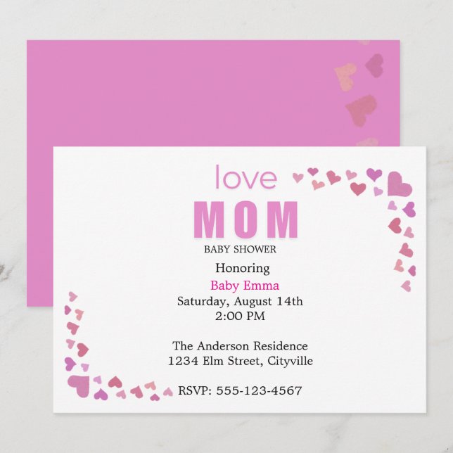 Minimal Baby girl Shower Invitation (Front/Back)