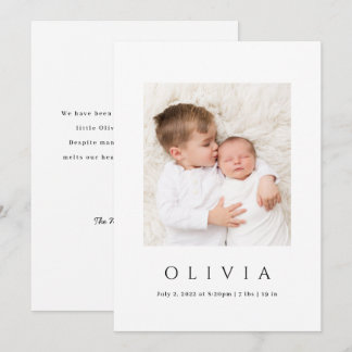 Minimal Baby Photo Announcement