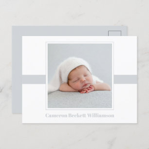 Minimal Baby Photo Birth Announcement Postcard