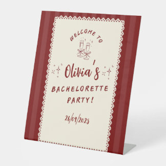 Minimal Bachelorette Party Welcome Pedestal Sign