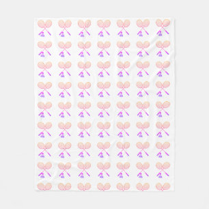 Minimal Badminton Rackets Shuttlecock Birdie   Fleece Blanket